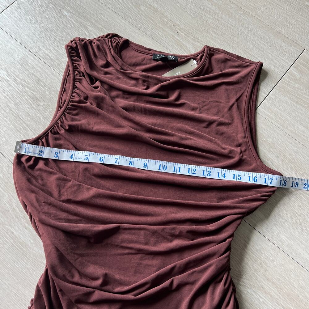J Crew Ruched Shell Top In Matte Jersey Large Brown - Picture 6 of 13